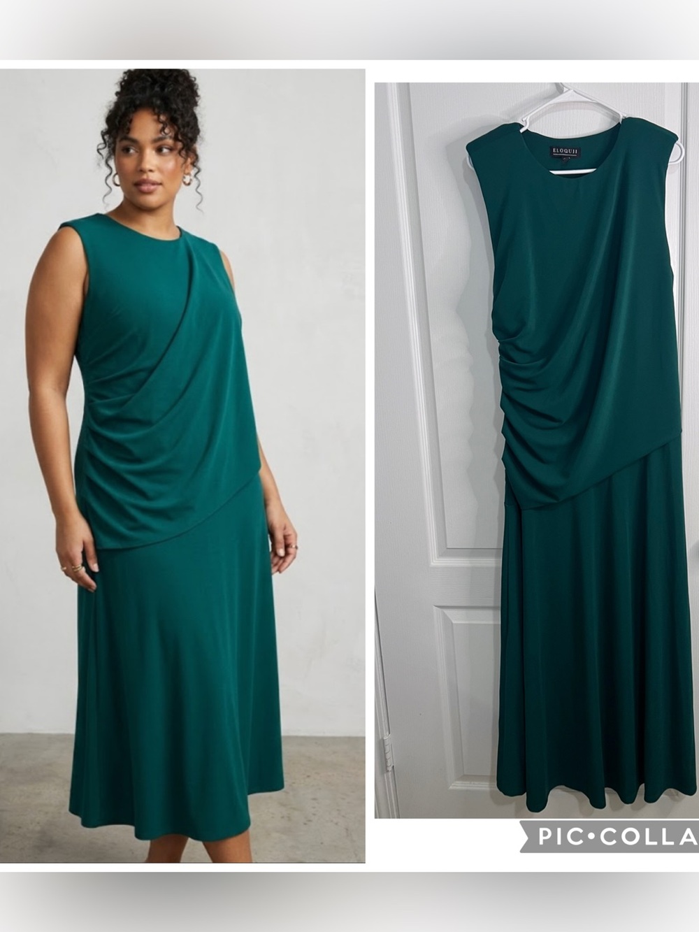 Eloquii Teal Green Sleeveless Draped Midi Dress size 16